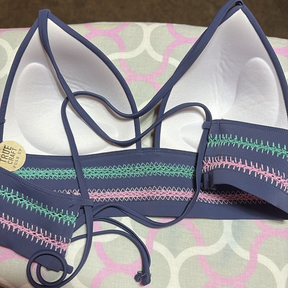Craft Blue Bikini Top with Colorful Accents - Picture 3 of 5